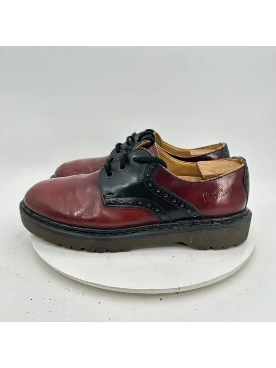 Dr. Martens Men Size UK 10 US 11 Red Maroon Black Leather Brogue Oxford Shoes - Picture 5 of 10